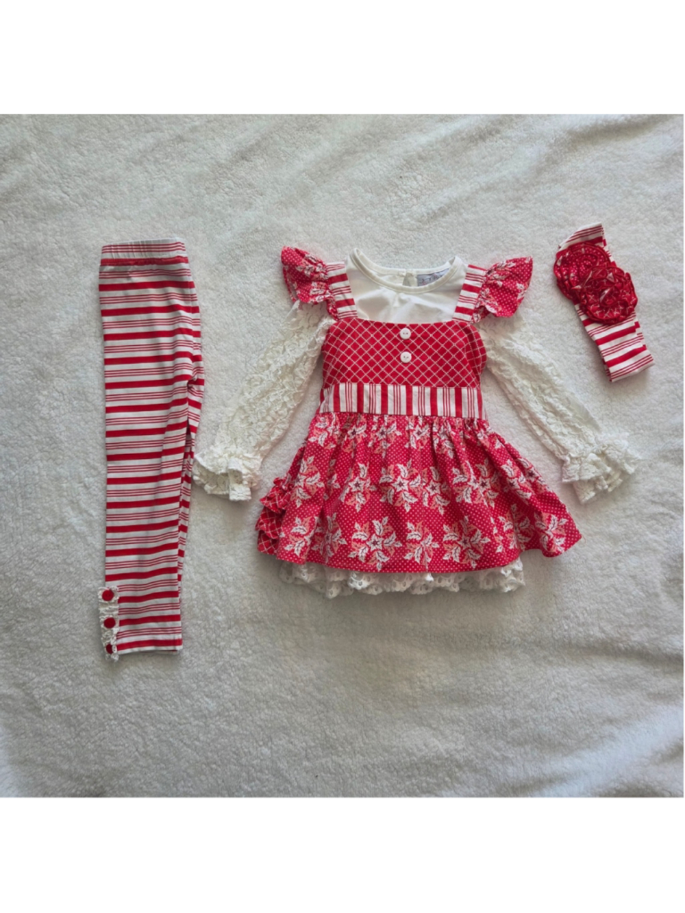 Serendipity Clothing Co 4-Piece Christmas Holiday Outfit Set 4T Poinsettia